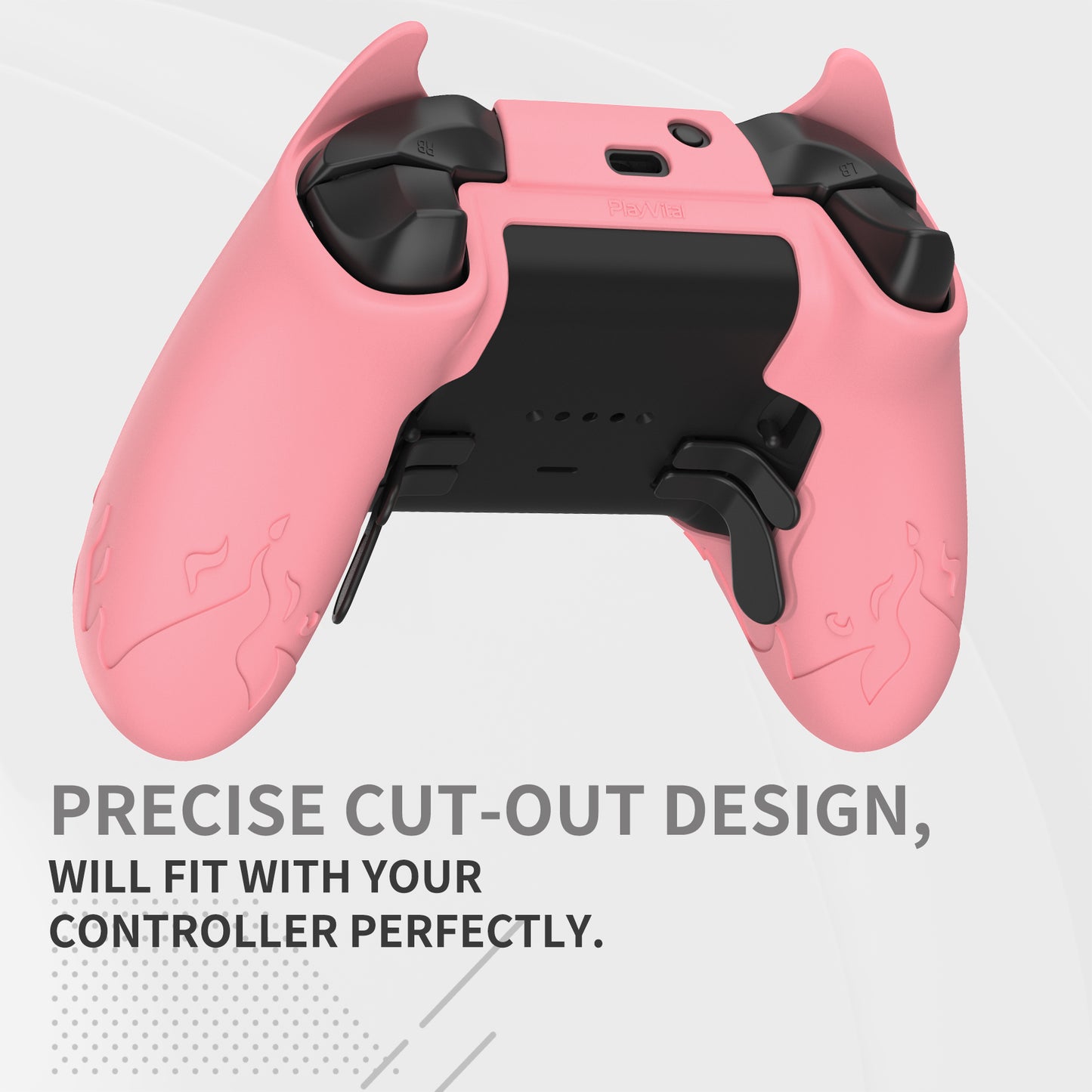 PlayVital かわいいデーモン シリコンケースカバー(サムグリップキャップ付き) Xbox Elite Series 2 コントローラー& Xbox Elite Series 2 コアコントローラー用【ピンク】