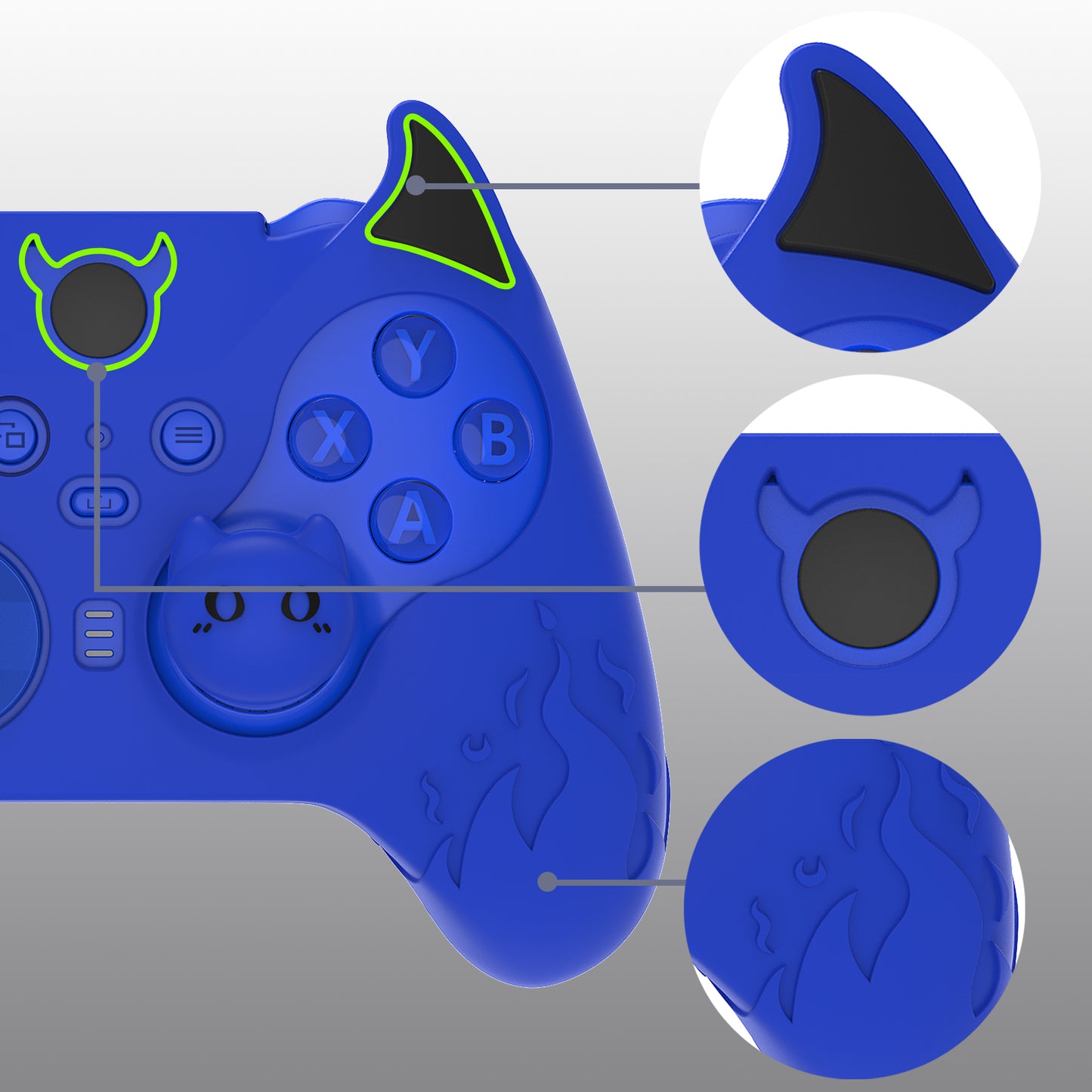 PlayVital かわいいデーモン シリコンケースカバー(サムグリップキャップ付き) Xbox Elite Series 2 コントローラー& Xbox Elite Series 2 コアコントローラー用【ブルー】