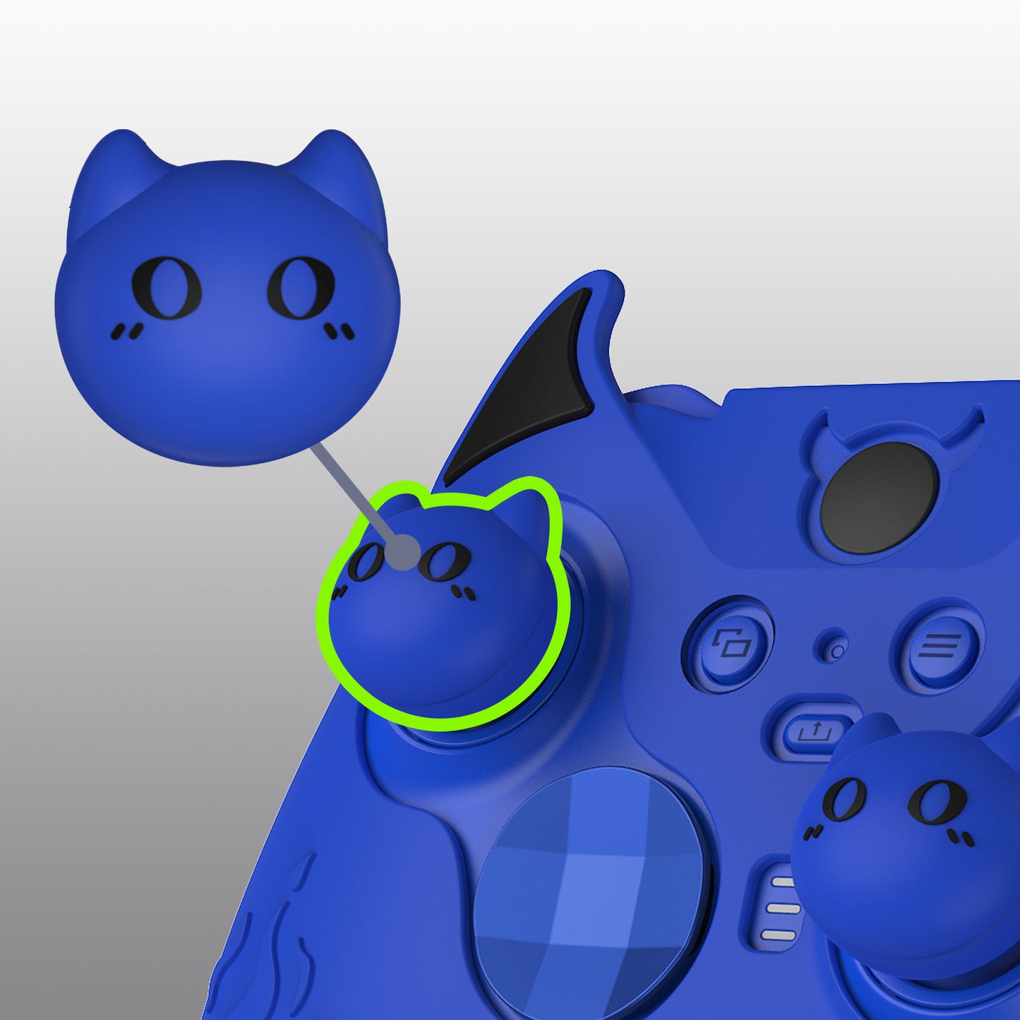 PlayVital かわいいデーモン シリコンケースカバー(サムグリップキャップ付き) Xbox Elite Series 2 コントローラー& Xbox Elite Series 2 コアコントローラー用【ブルー】
