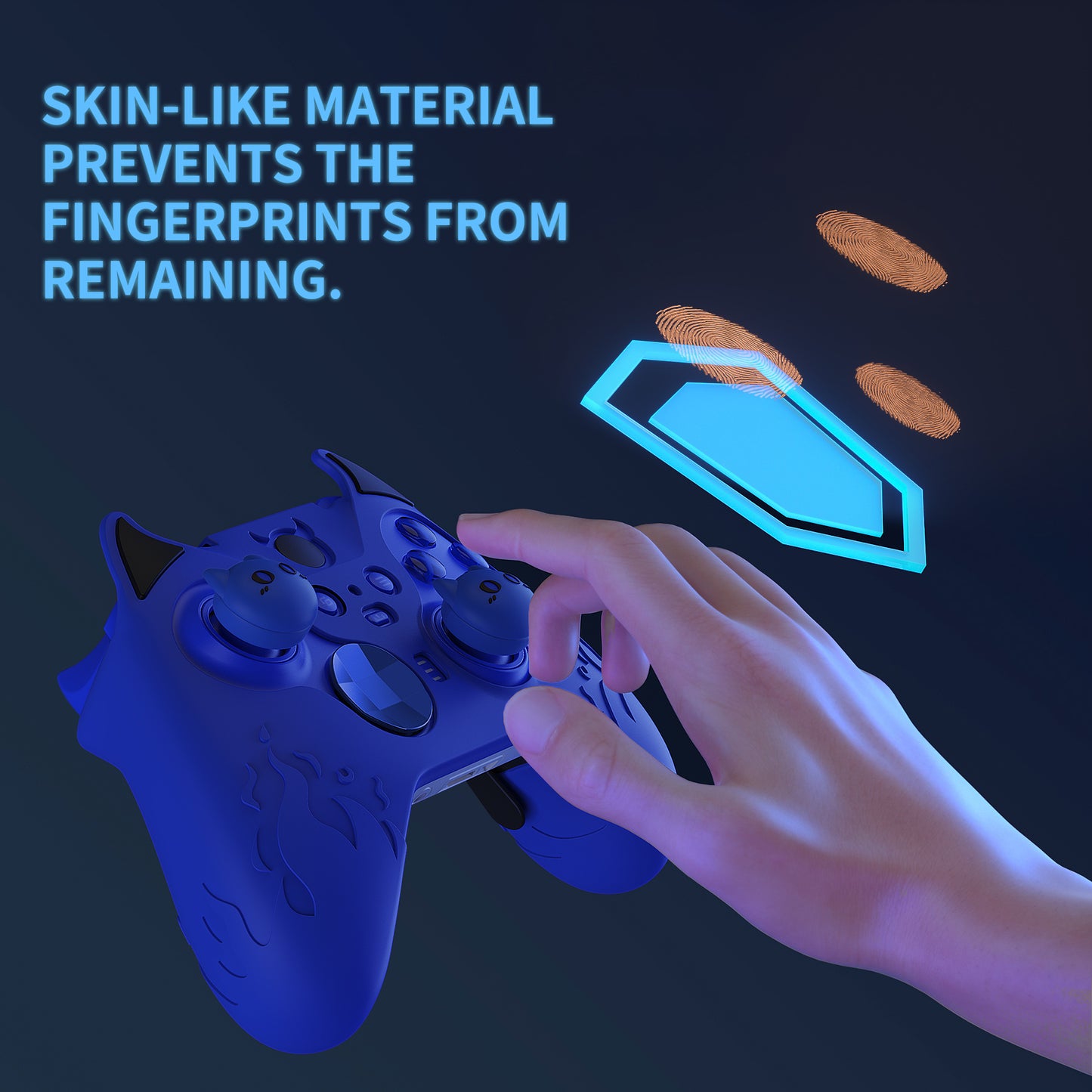 PlayVital かわいいデーモン シリコンケースカバー(サムグリップキャップ付き) Xbox Elite Series 2 コントローラー& Xbox Elite Series 2 コアコントローラー用【ブルー】