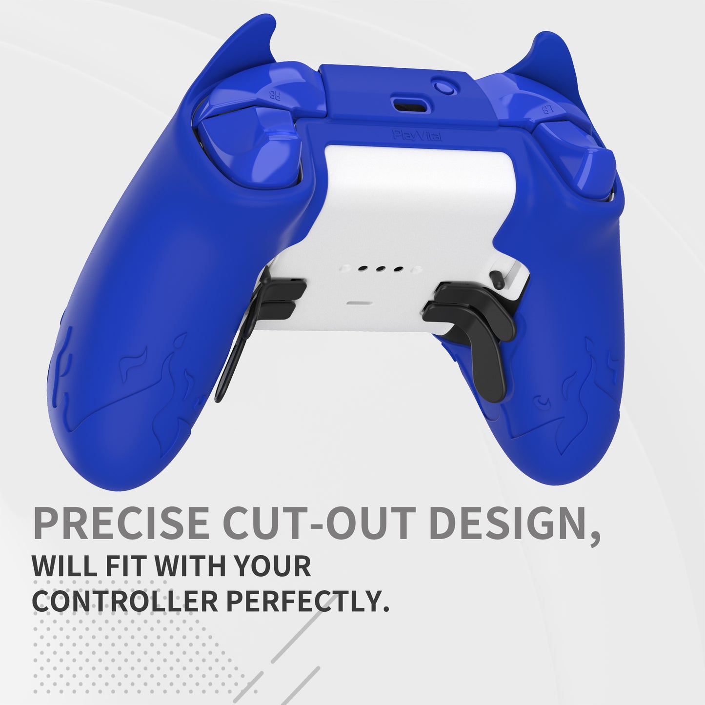 PlayVital かわいいデーモン シリコンケースカバー(サムグリップキャップ付き) Xbox Elite Series 2 コントローラー& Xbox Elite Series 2 コアコントローラー用【ブルー】