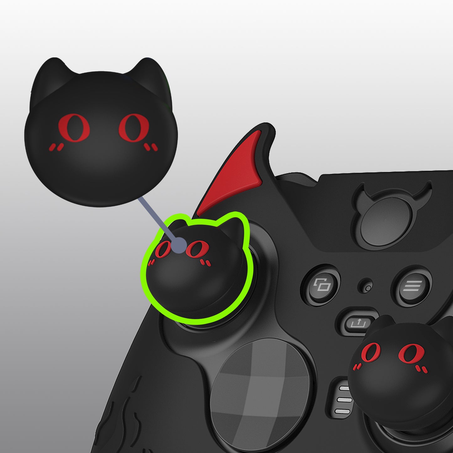 PlayVital かわいいデーモン シリコンケースカバー(サムグリップキャップ付き) Xbox Elite Series 2 コントローラー& Xbox Elite Series 2 コアコントローラー用【ブラック】