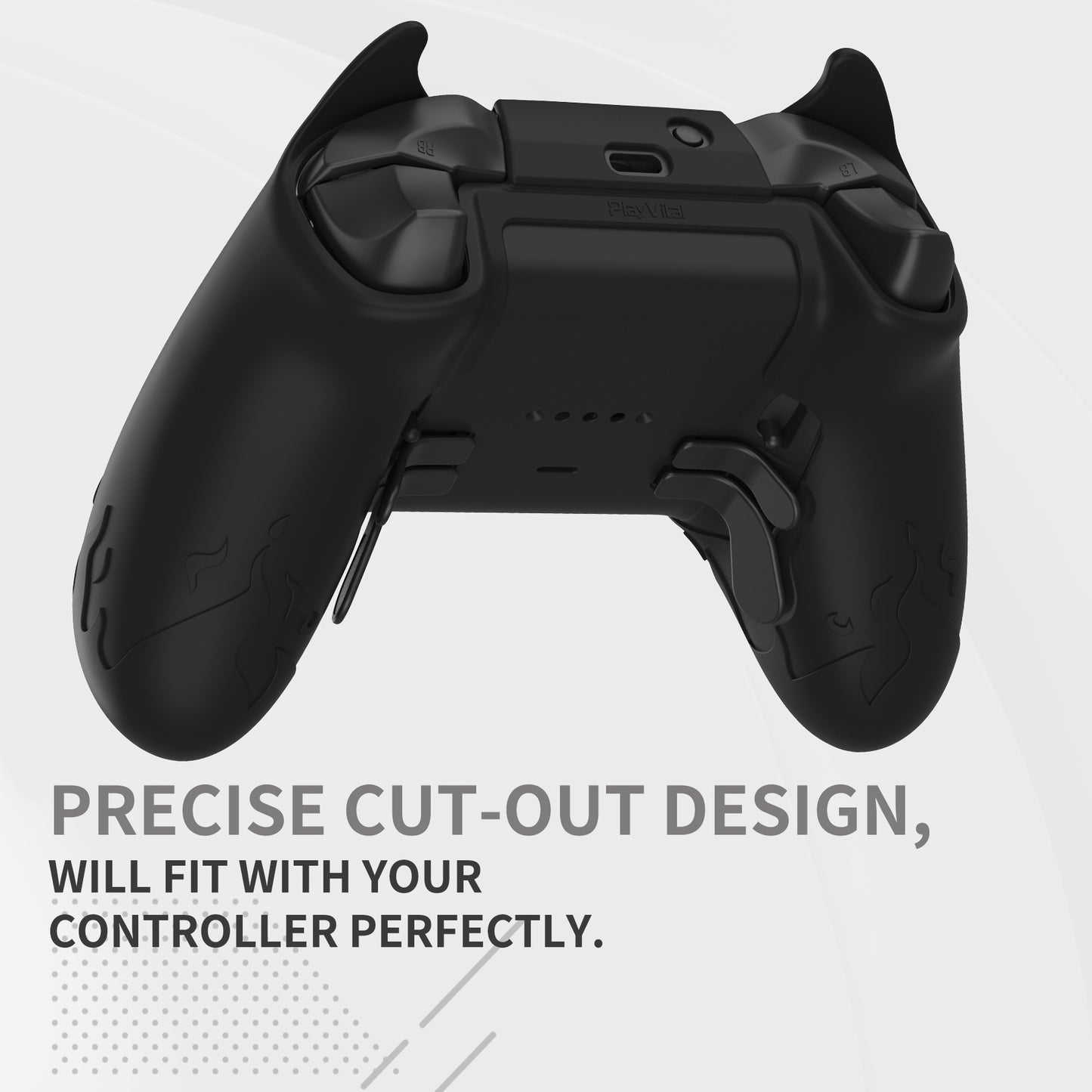 PlayVital かわいいデーモン シリコンケースカバー(サムグリップキャップ付き) Xbox Elite Series 2 コントローラー& Xbox Elite Series 2 コアコントローラー用【ブラック】