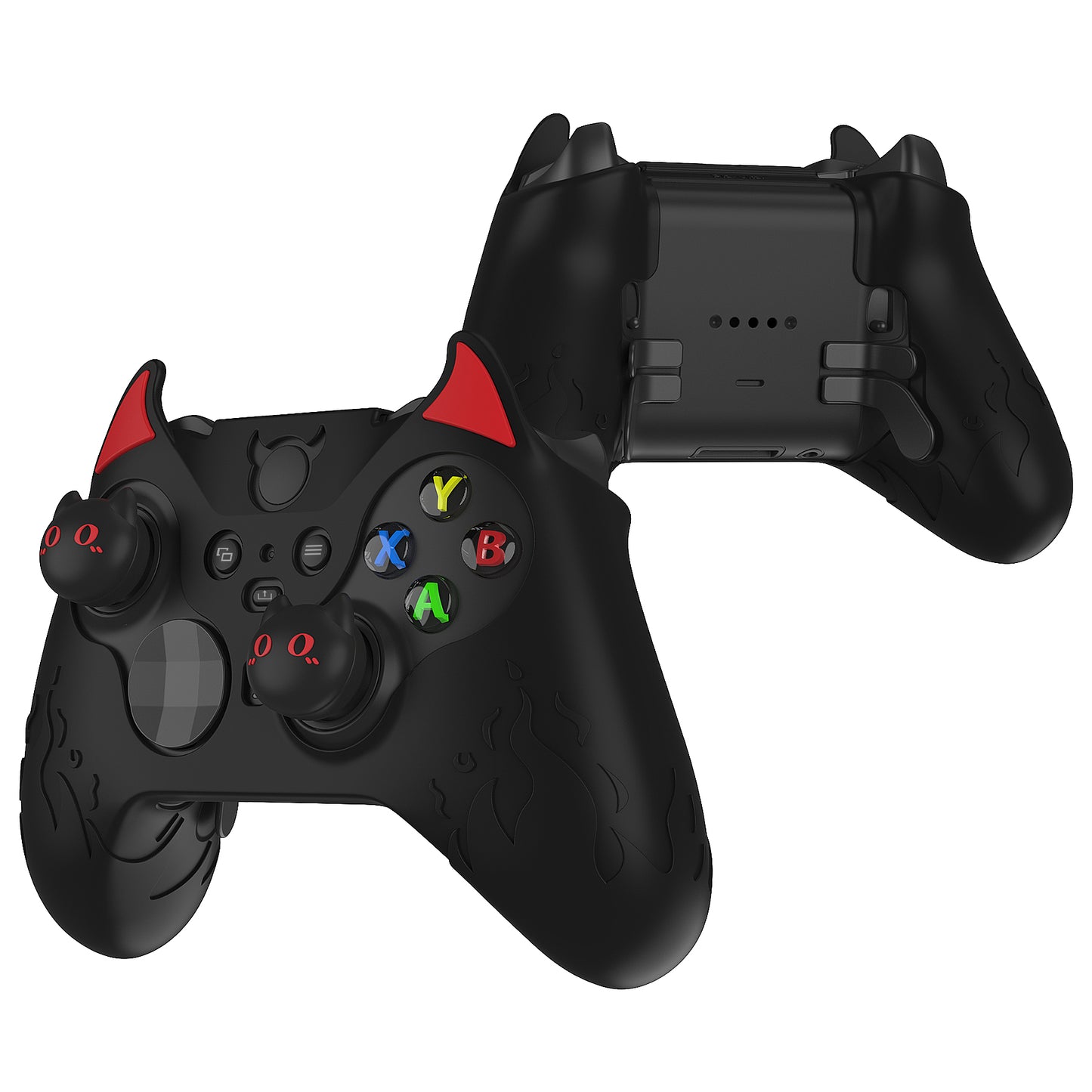 PlayVital かわいいデーモン シリコンケースカバー(サムグリップキャップ付き) Xbox Elite Series 2 コントローラー& Xbox Elite Series 2 コアコントローラー用【ブラック】