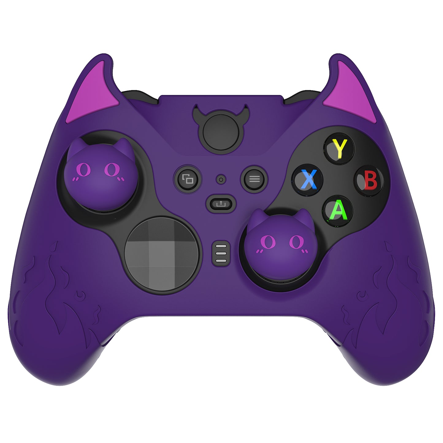 PlayVital かわいいデーモン シリコンケースカバー(サムグリップキャップ付き) Xbox Elite Series 2 コントローラー& Xbox Elite Series 2 コアコントローラー用【パープル】