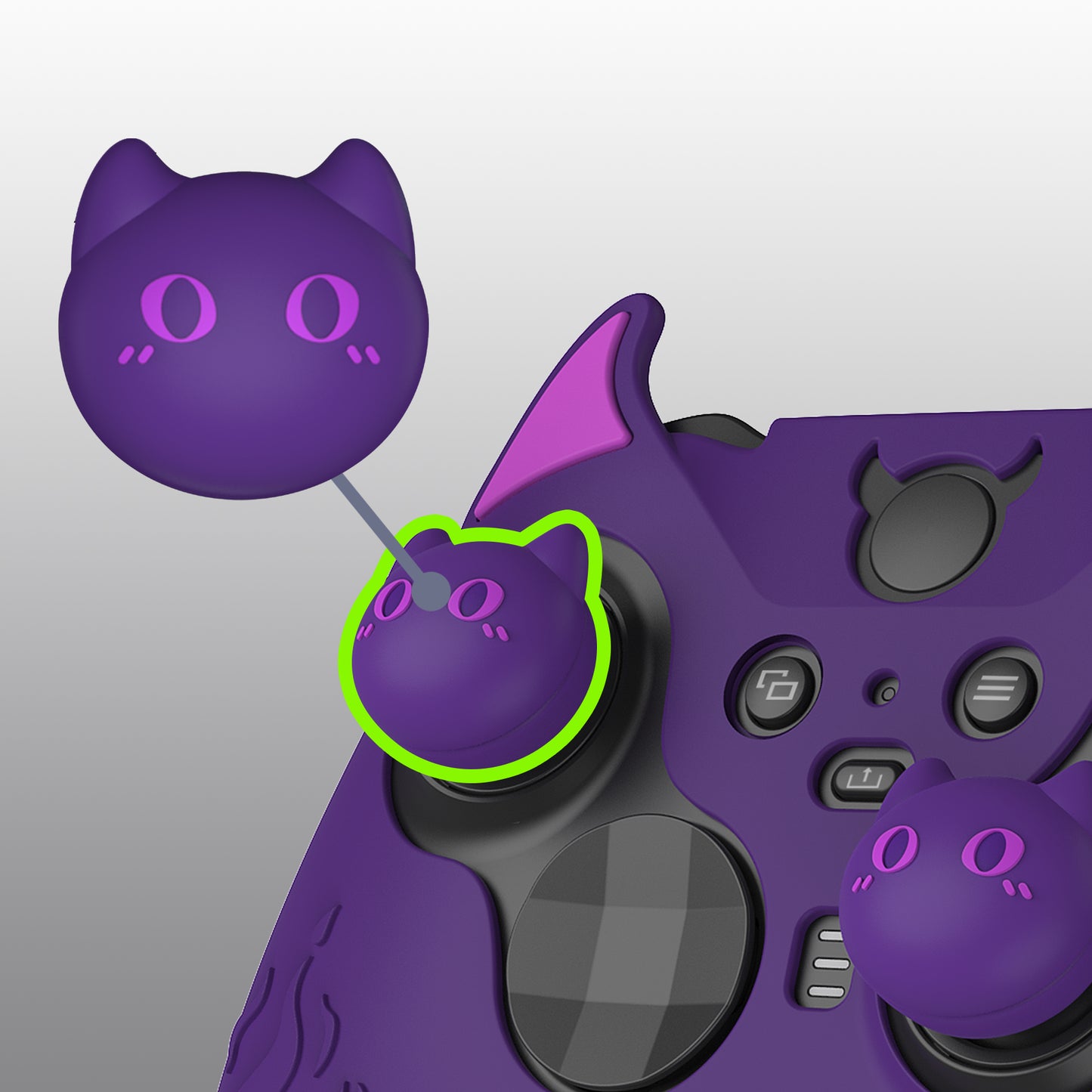 PlayVital かわいいデーモン シリコンケースカバー(サムグリップキャップ付き) Xbox Elite Series 2 コントローラー& Xbox Elite Series 2 コアコントローラー用【パープル】