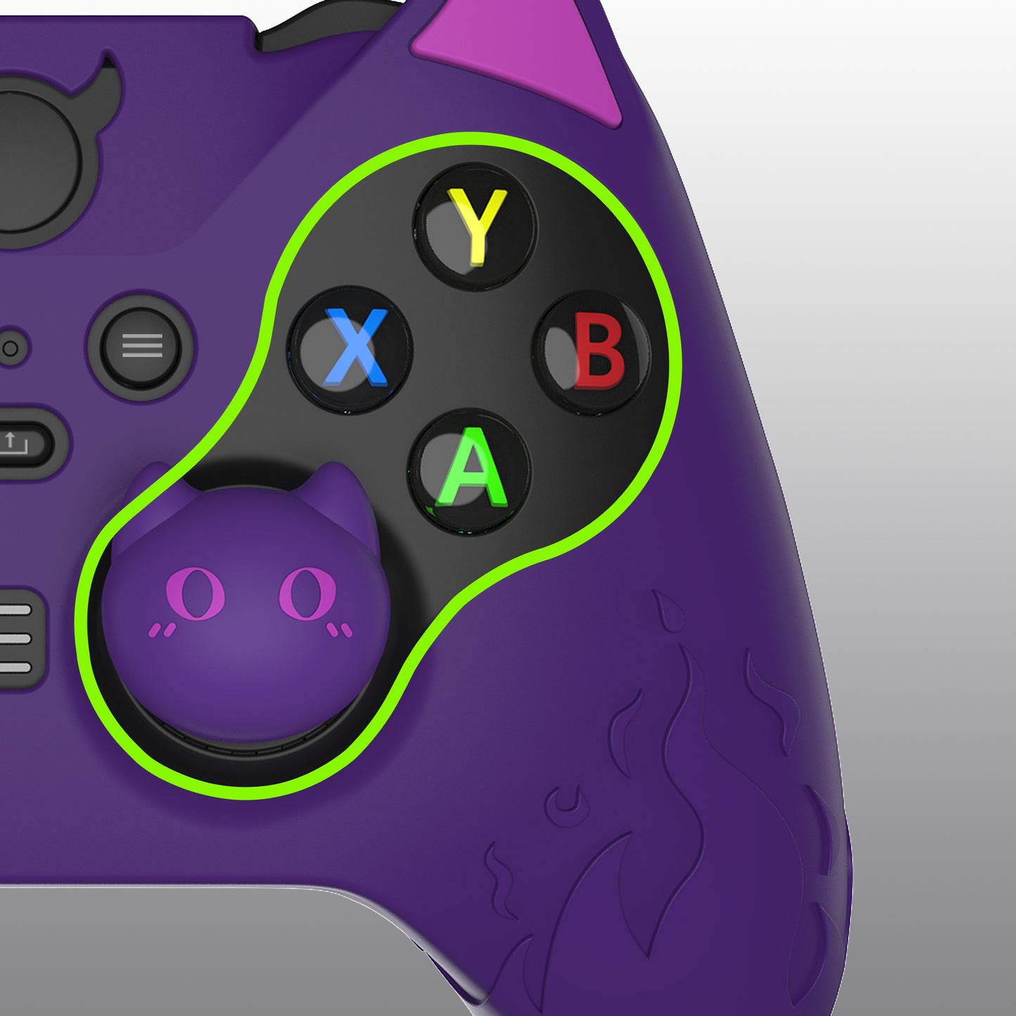 PlayVital かわいいデーモン シリコンケースカバー(サムグリップキャップ付き) Xbox Elite Series 2 コントローラー& Xbox Elite Series 2 コアコントローラー用【パープル】