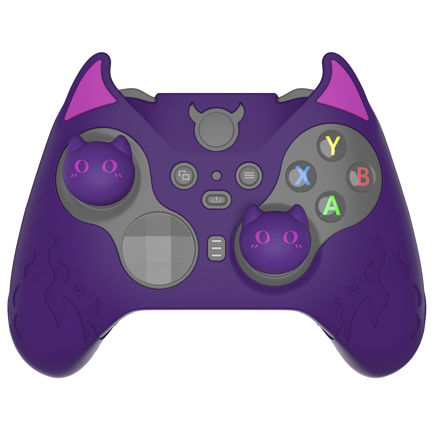 PlayVital かわいいデーモン シリコンケースカバー(サムグリップキャップ付き) Xbox Elite Series 2 コントローラー& Xbox Elite Series 2 コアコントローラー用【パープル】