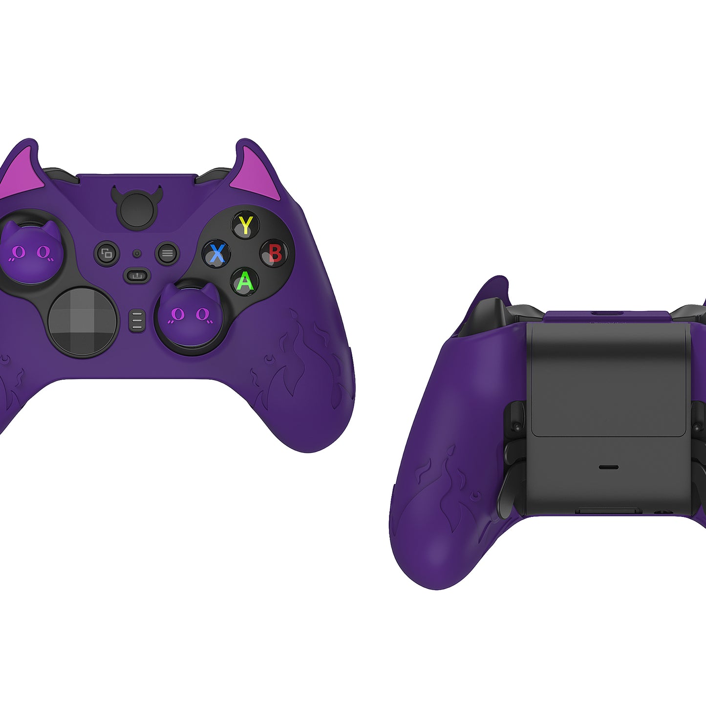 PlayVital かわいいデーモン シリコンケースカバー(サムグリップキャップ付き) Xbox Elite Series 2 コントローラー& Xbox Elite Series 2 コアコントローラー用【パープル】