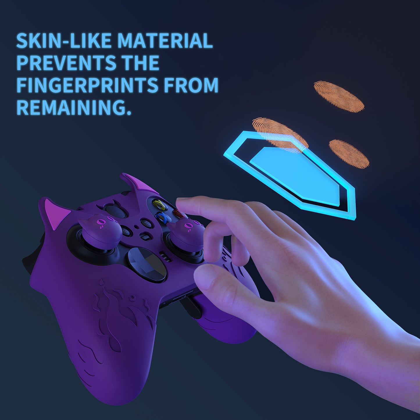 PlayVital かわいいデーモン シリコンケースカバー(サムグリップキャップ付き) Xbox Elite Series 2 コントローラー& Xbox Elite Series 2 コアコントローラー用【パープル】
