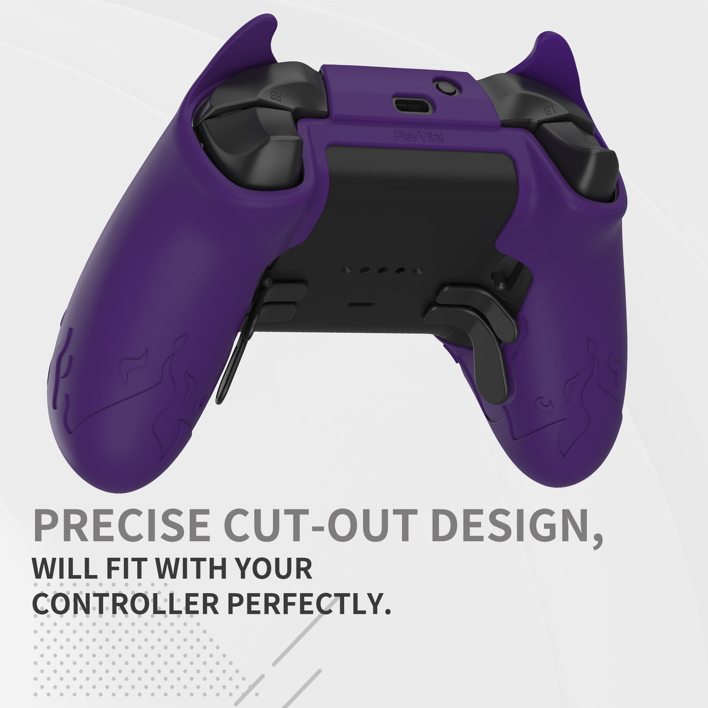 PlayVital かわいいデーモン シリコンケースカバー(サムグリップキャップ付き) Xbox Elite Series 2 コントローラー& Xbox Elite Series 2 コアコントローラー用【パープル】