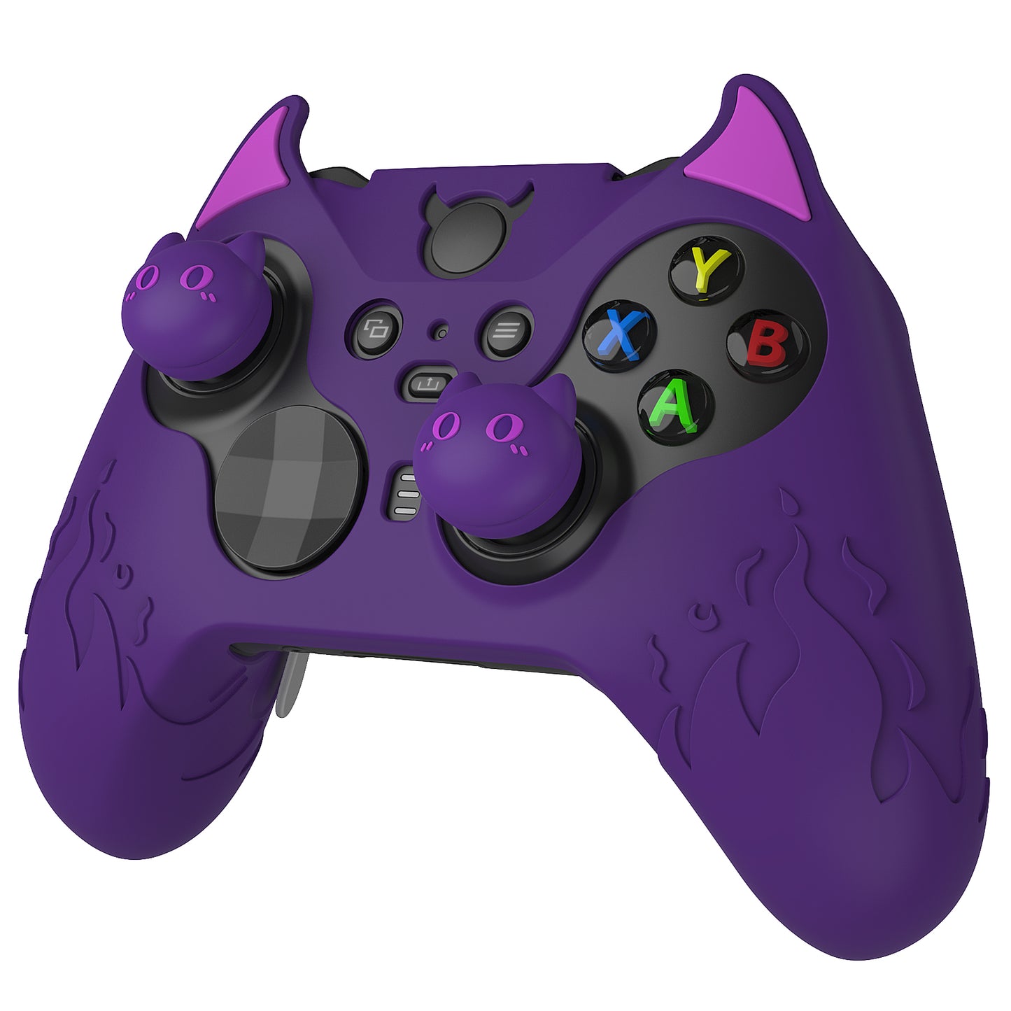 PlayVital かわいいデーモン シリコンケースカバー(サムグリップキャップ付き) Xbox Elite Series 2 コントローラー& Xbox Elite Series 2 コアコントローラー用【パープル】