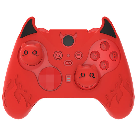 PlayVital かわいいデーモン シリコンケースカバー(サムグリップキャップ付き) Xbox Elite Series 2 コントローラー& Xbox Elite Series 2 コアコントローラー用【レッド】