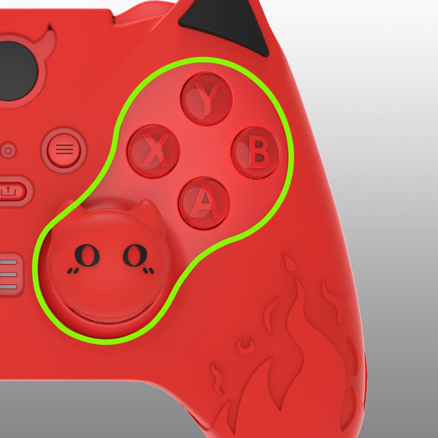 PlayVital かわいいデーモン シリコンケースカバー(サムグリップキャップ付き) Xbox Elite Series 2 コントローラー& Xbox Elite Series 2 コアコントローラー用【レッド】