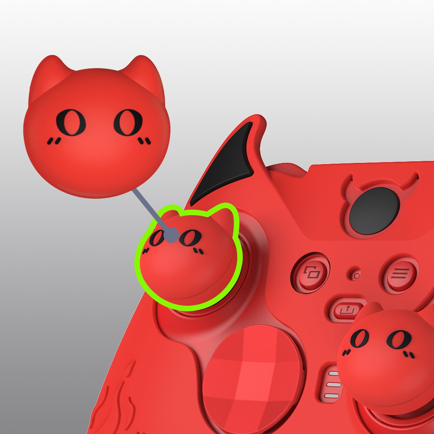 PlayVital かわいいデーモン シリコンケースカバー(サムグリップキャップ付き) Xbox Elite Series 2 コントローラー& Xbox Elite Series 2 コアコントローラー用【レッド】