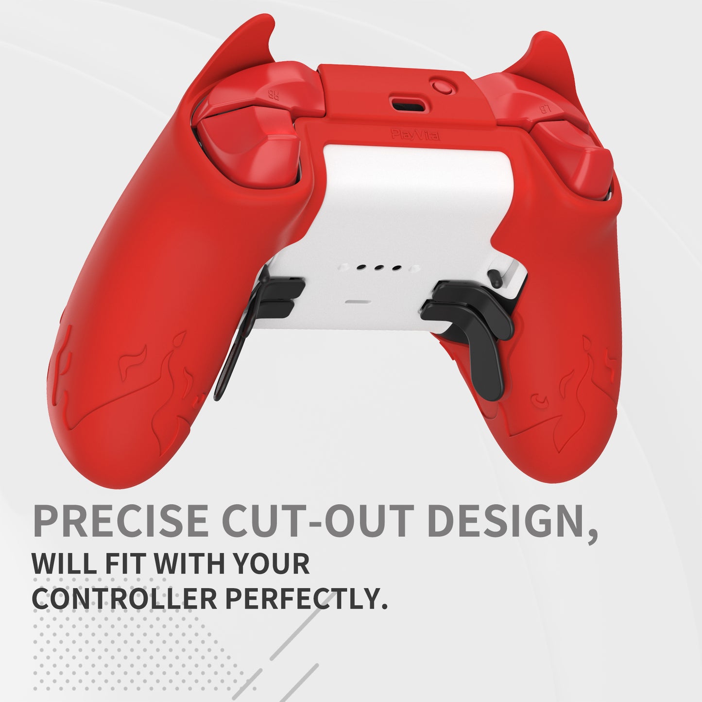 PlayVital かわいいデーモン シリコンケースカバー(サムグリップキャップ付き) Xbox Elite Series 2 コントローラー& Xbox Elite Series 2 コアコントローラー用【レッド】