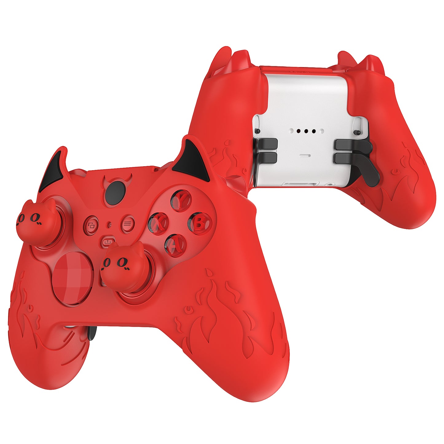 PlayVital かわいいデーモン シリコンケースカバー(サムグリップキャップ付き) Xbox Elite Series 2 コントローラー& Xbox Elite Series 2 コアコントローラー用【レッド】