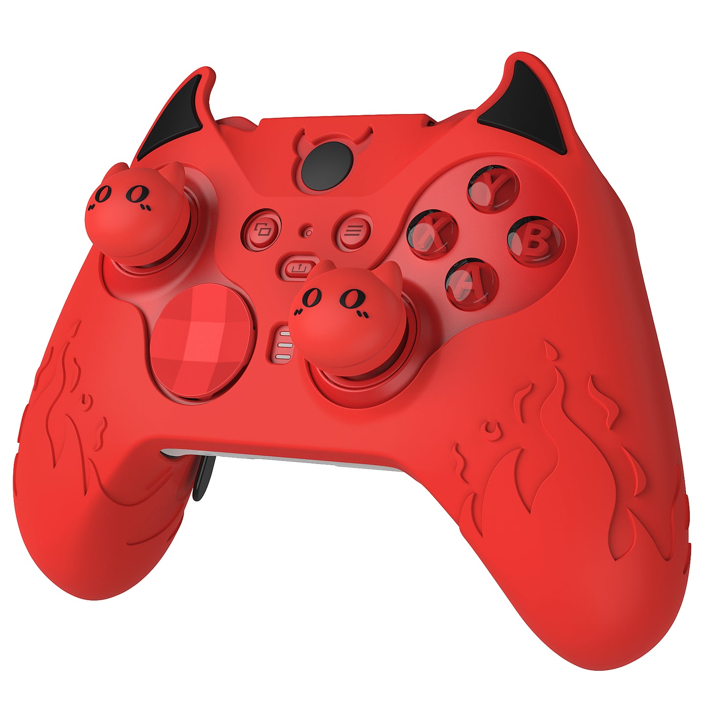 PlayVital かわいいデーモン シリコンケースカバー(サムグリップキャップ付き) Xbox Elite Series 2 コントローラー& Xbox Elite Series 2 コアコントローラー用【レッド】
