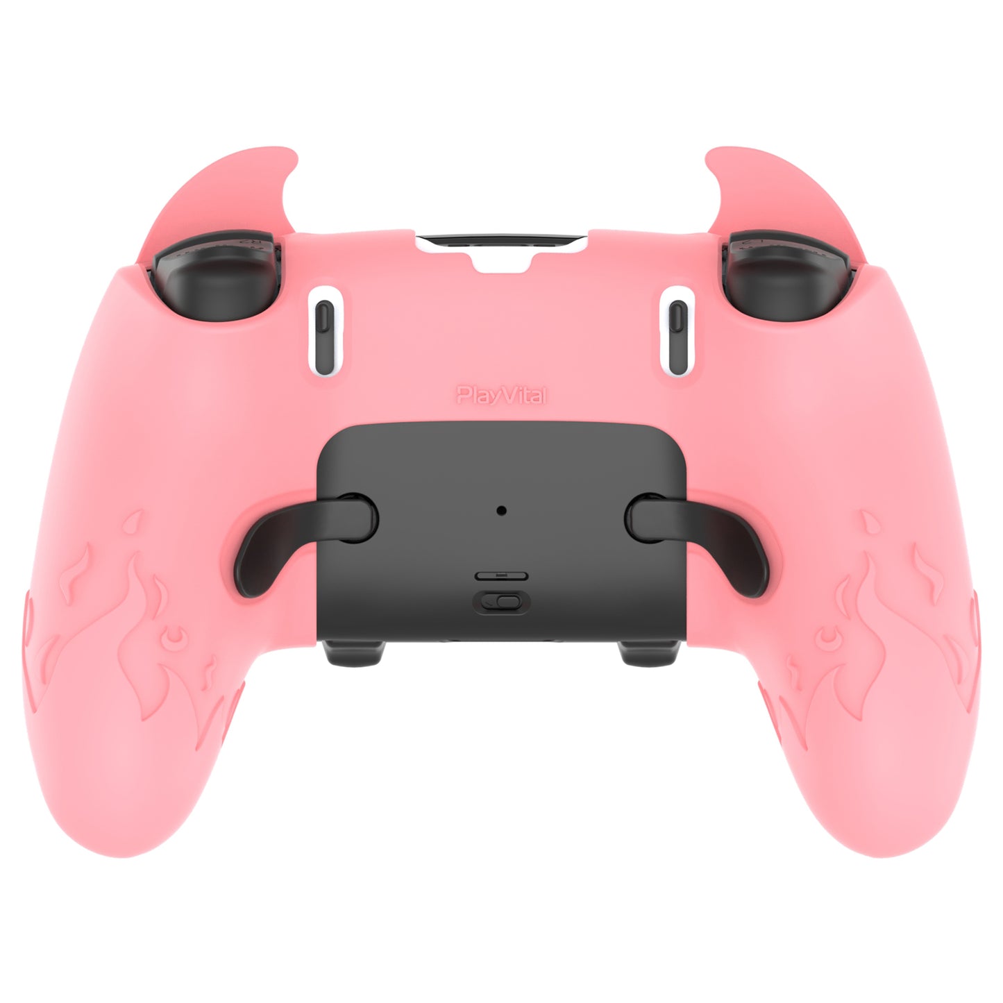 PlayVital キュートデーモン シリコンカバー(タッチパッドステッカー&サムグリップキャップ付き)PS5 Edge コントローラー用【ピンク】