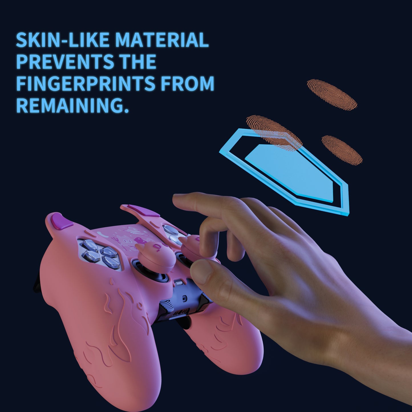 PlayVital キュートデーモン シリコンカバー(タッチパッドステッカー&サムグリップキャップ付き)PS5 Edge コントローラー用【ピンク】