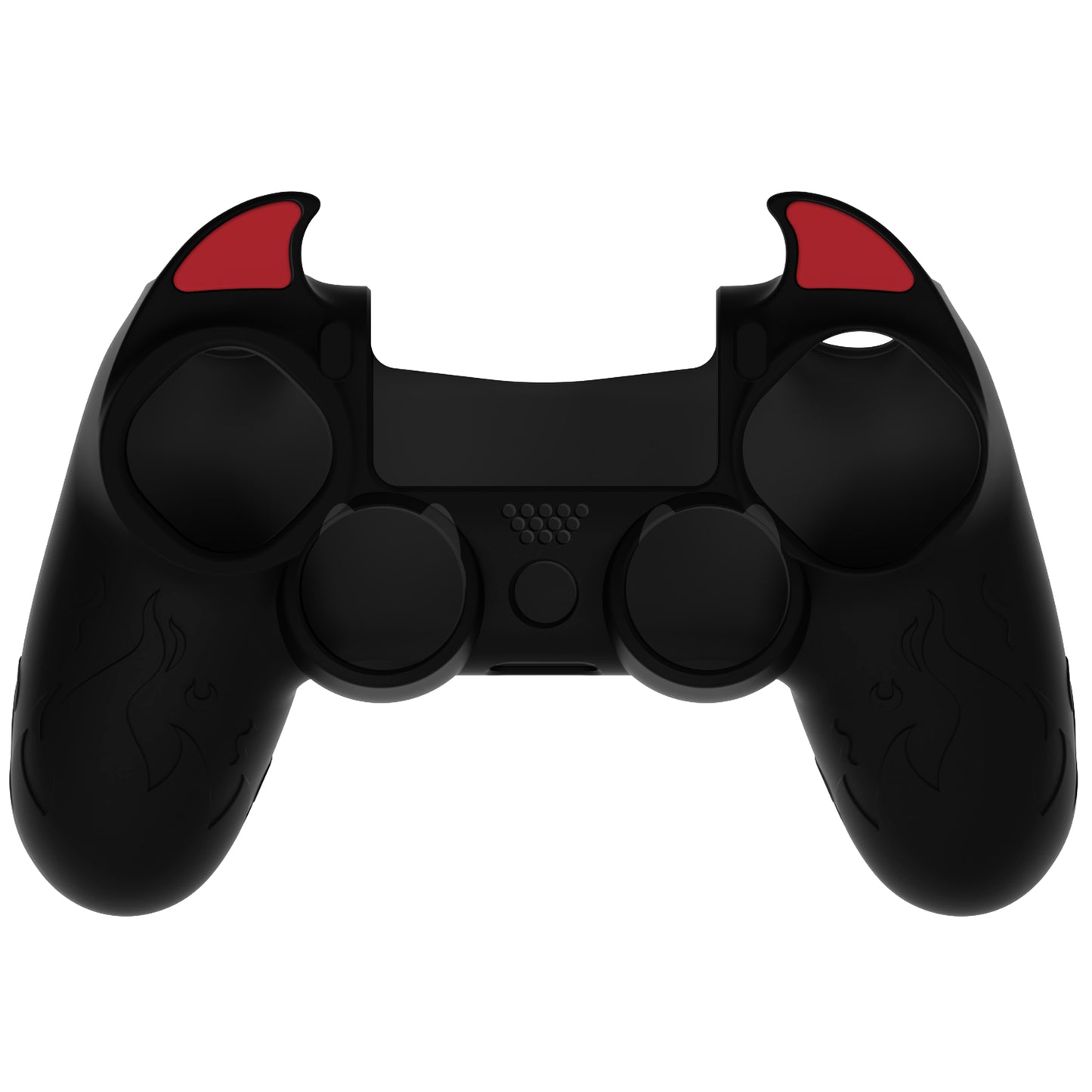 PlayVital キュートデーモン シリコンカバー グリッププロテクター サムグリップ&ステッカー付き PS4コントローラー用【ブラック】