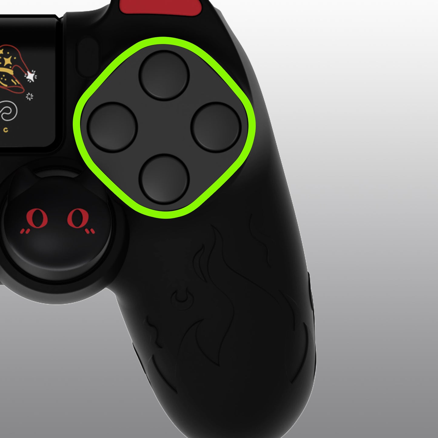 PlayVital キュートデーモン シリコンカバー グリッププロテクター サムグリップ&ステッカー付き PS4コントローラー用【ブラック】