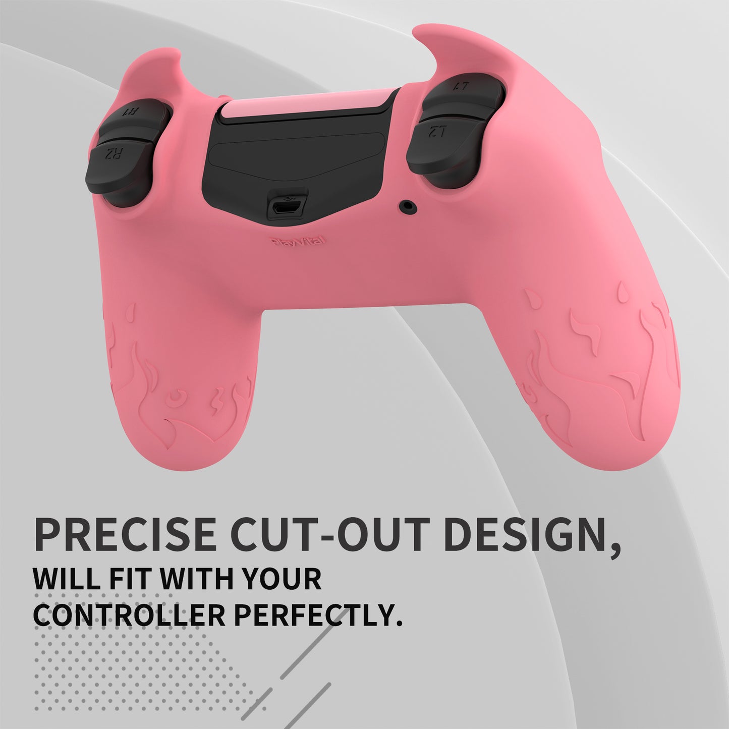 PlayVital キュートデーモン シリコンカバー グリッププロテクター サムグリップ&ステッカー付き PS4コントローラー用【ピンク】