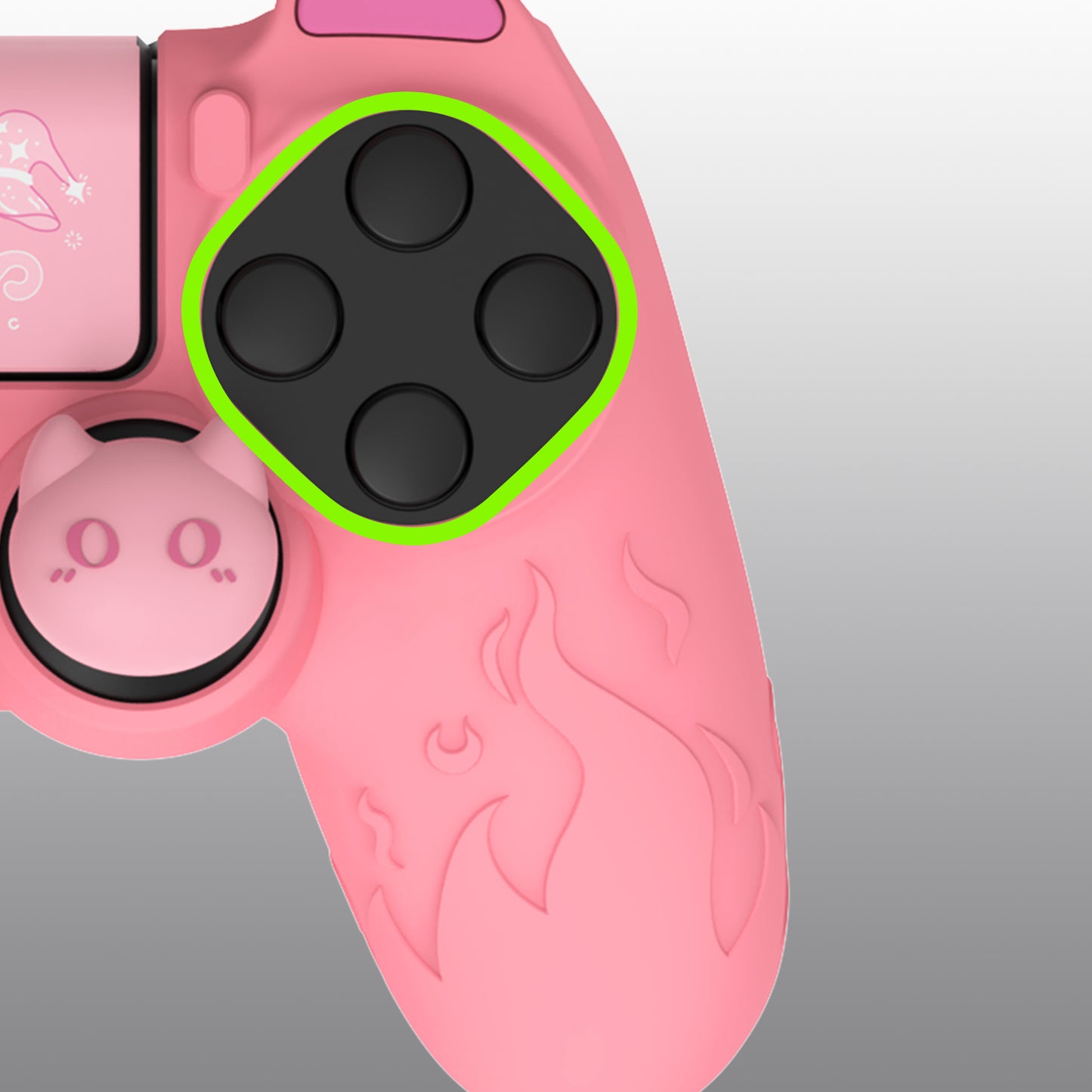 PlayVital キュートデーモン シリコンカバー グリッププロテクター サムグリップ&ステッカー付き PS4コントローラー用【ピンク】