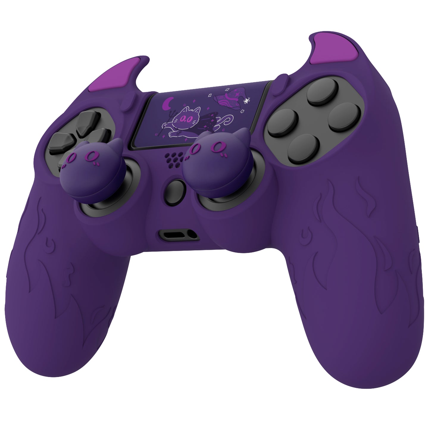 PlayVital キュートデーモン シリコンカバー グリッププロテクター サムグリップ&ステッカー付き PS4コントローラー用【パープル】