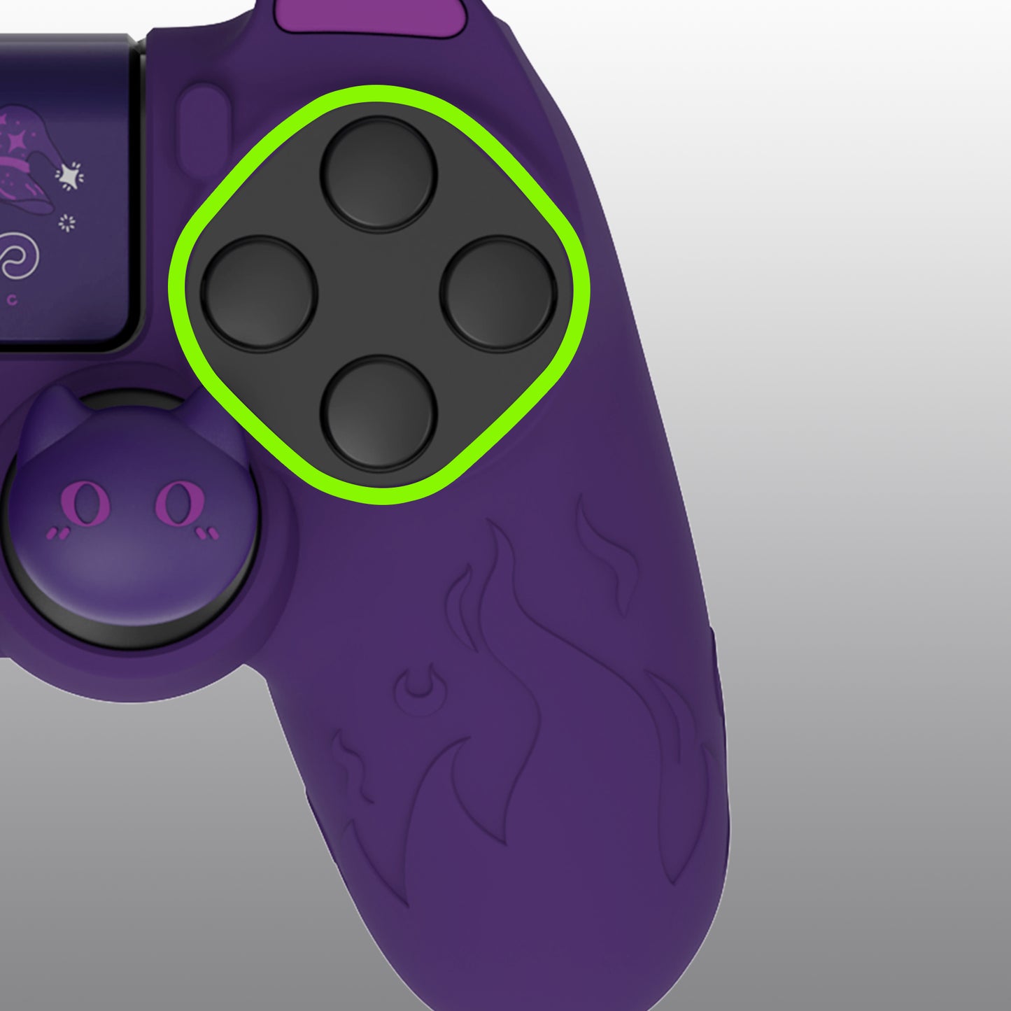 PlayVital キュートデーモン シリコンカバー グリッププロテクター サムグリップ&ステッカー付き PS4コントローラー用【パープル】