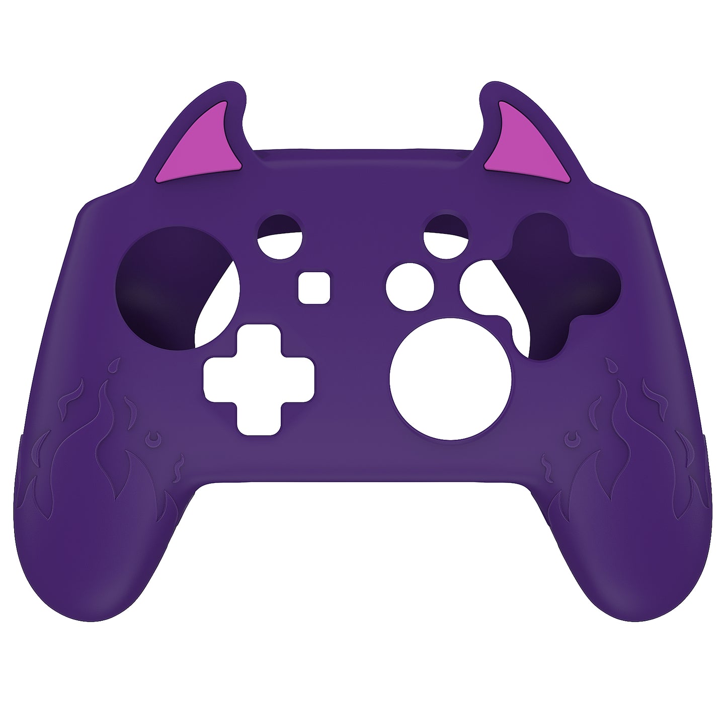 PlayVital かわいいデーモン シリコングリップカバー(サムグリップとステッカー付き) Nintendo Switch Pro コントローラー用【パープル】
