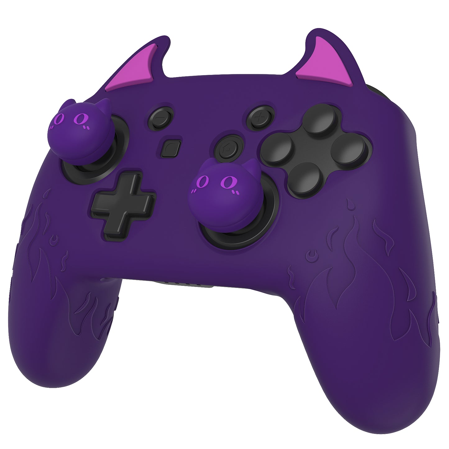 PlayVital かわいいデーモン シリコングリップカバー(サムグリップとステッカー付き) Nintendo Switch Pro コントローラー用【パープル】