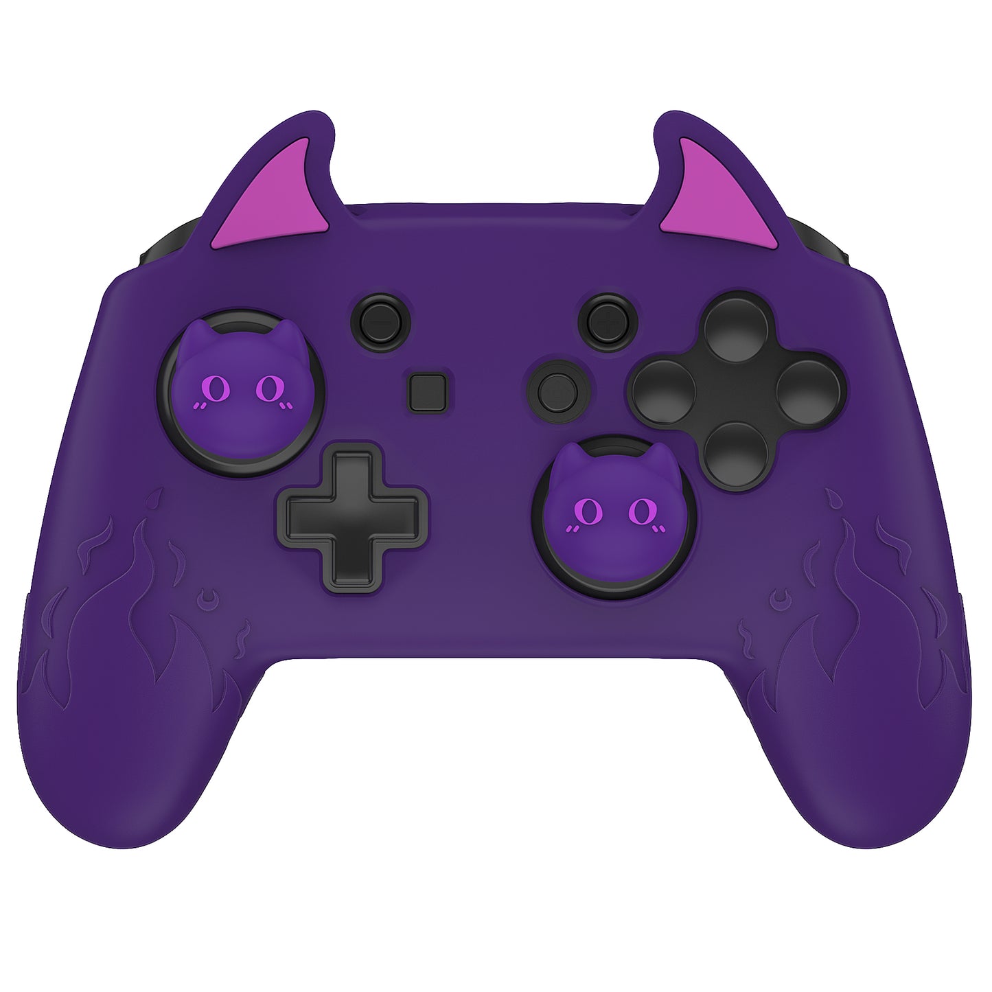 PlayVital かわいいデーモン シリコングリップカバー(サムグリップとステッカー付き) Nintendo Switch Pro コントローラー用【パープル】