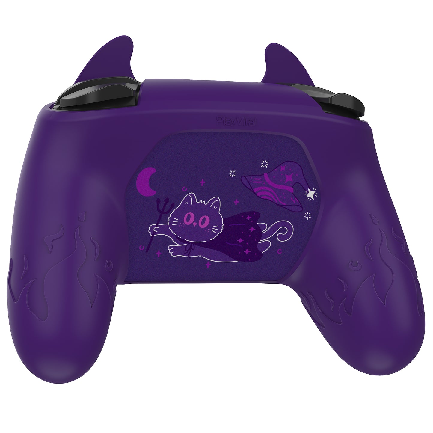 PlayVital かわいいデーモン シリコングリップカバー(サムグリップとステッカー付き) Nintendo Switch Pro コントローラー用【パープル】