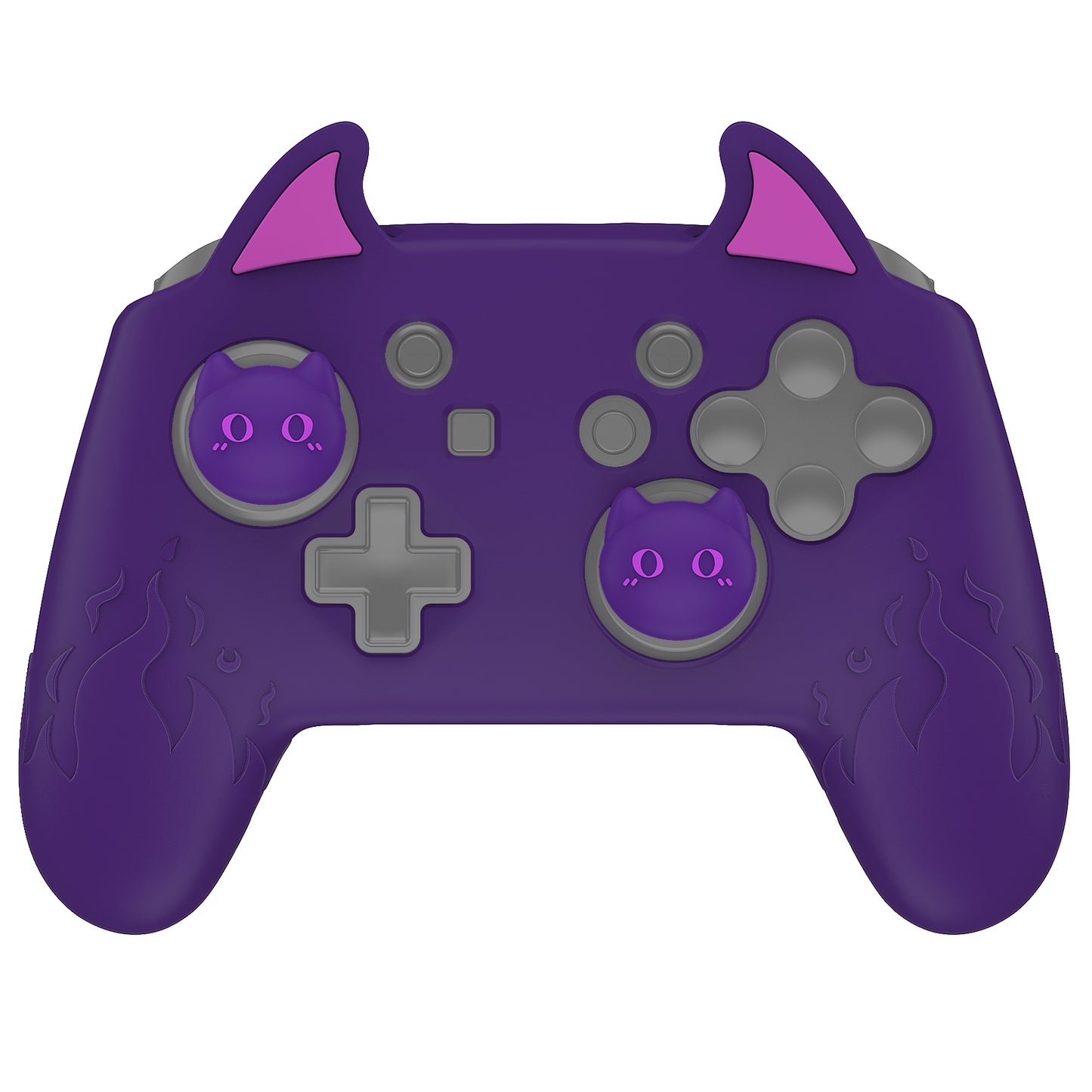 PlayVital かわいいデーモン シリコングリップカバー(サムグリップとステッカー付き) Nintendo Switch Pro コントローラー用【パープル】