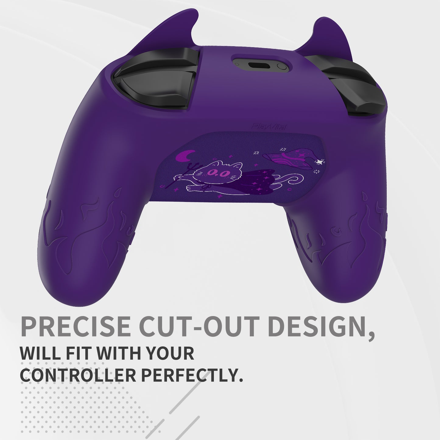 PlayVital かわいいデーモン シリコングリップカバー(サムグリップとステッカー付き) Nintendo Switch Pro コントローラー用【パープル】