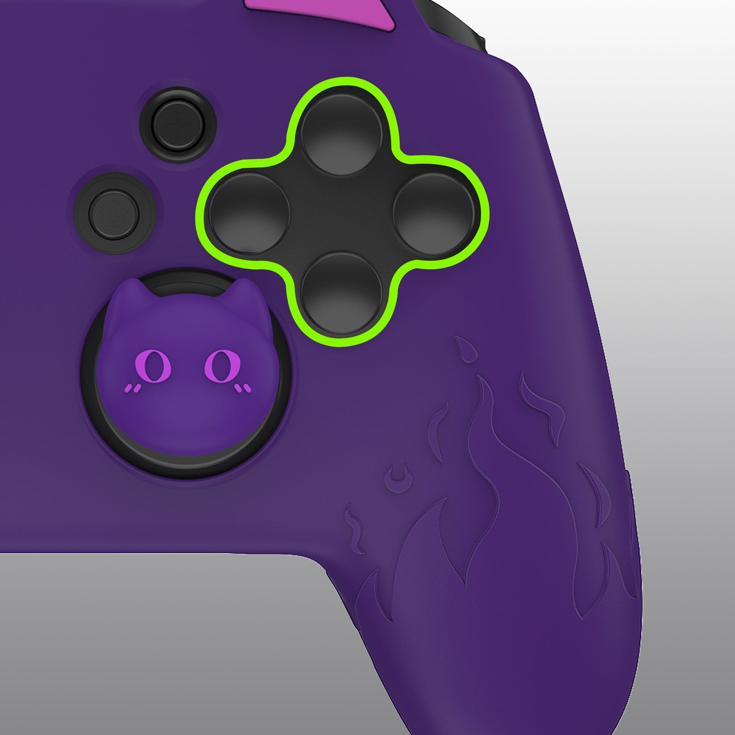 PlayVital かわいいデーモン シリコングリップカバー(サムグリップとステッカー付き) Nintendo Switch Pro コントローラー用【パープル】