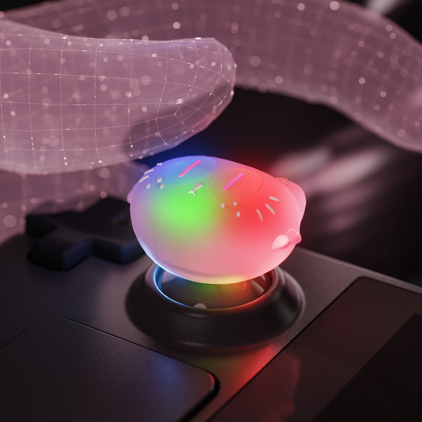 PlayVital 可愛いイルミネーション LED サムスティックグリップ(Steam Deck OLED & LCD 対応)、ジョイスティックキャップ サムグリップ【ムーンライト猫】