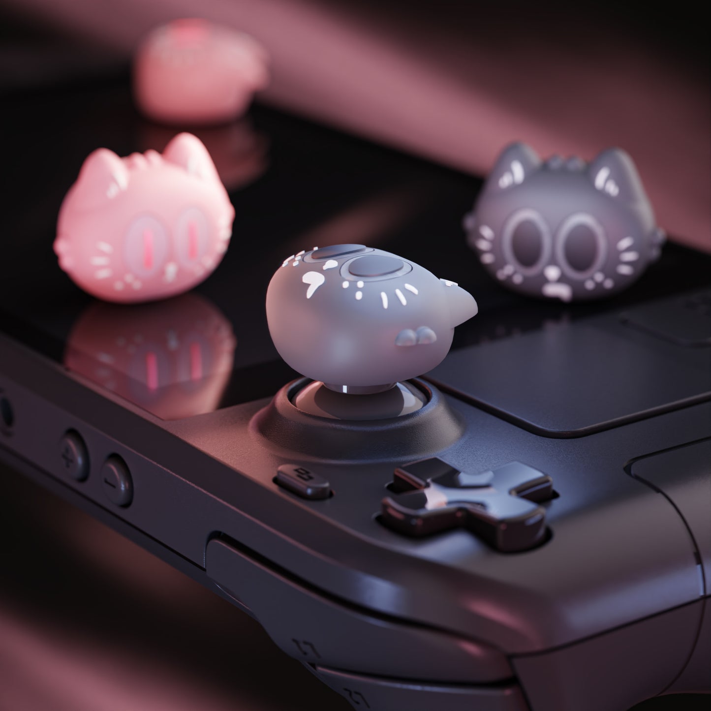 PlayVital 可愛いイルミネーション LED サムスティックグリップ(Steam Deck OLED & LCD 対応)、ジョイスティックキャップ サムグリップ【ムーンライト猫】