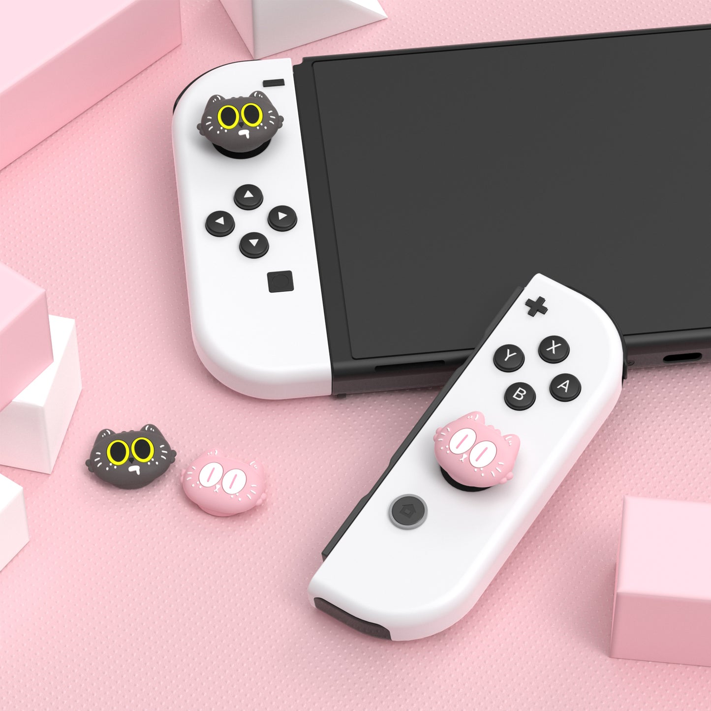 PlayVital かわいい親指グリップキャップ Nintendo Switch & 有機el & Switch Lite用【ムーンライト猫】