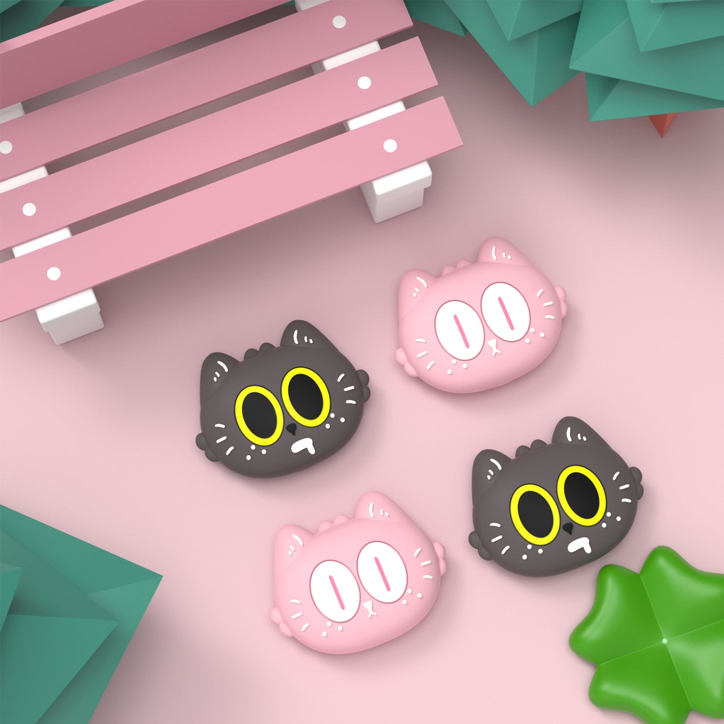 PlayVital かわいい親指グリップキャップ Nintendo Switch & 有機el & Switch Lite用【ムーンライト猫】