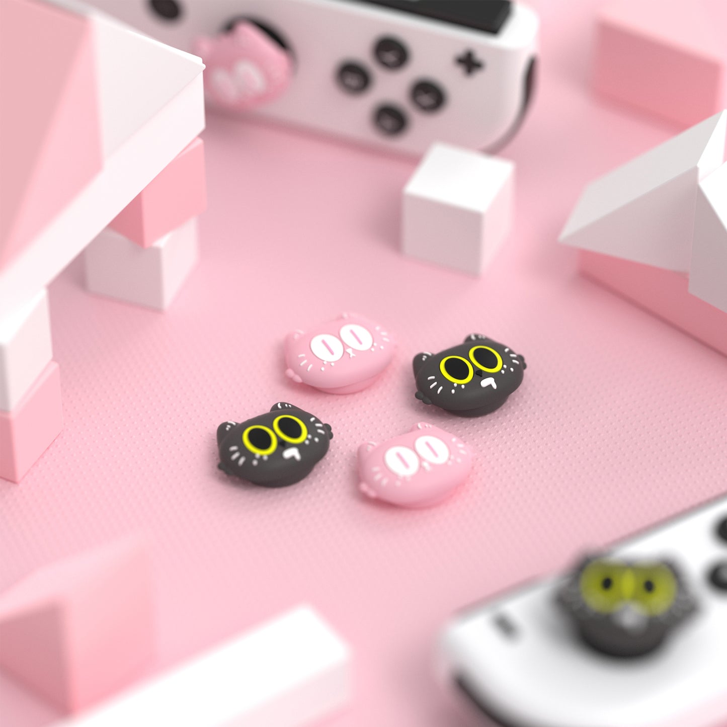 PlayVital かわいい親指グリップキャップ Nintendo Switch & 有機el & Switch Lite用【ムーンライト猫】