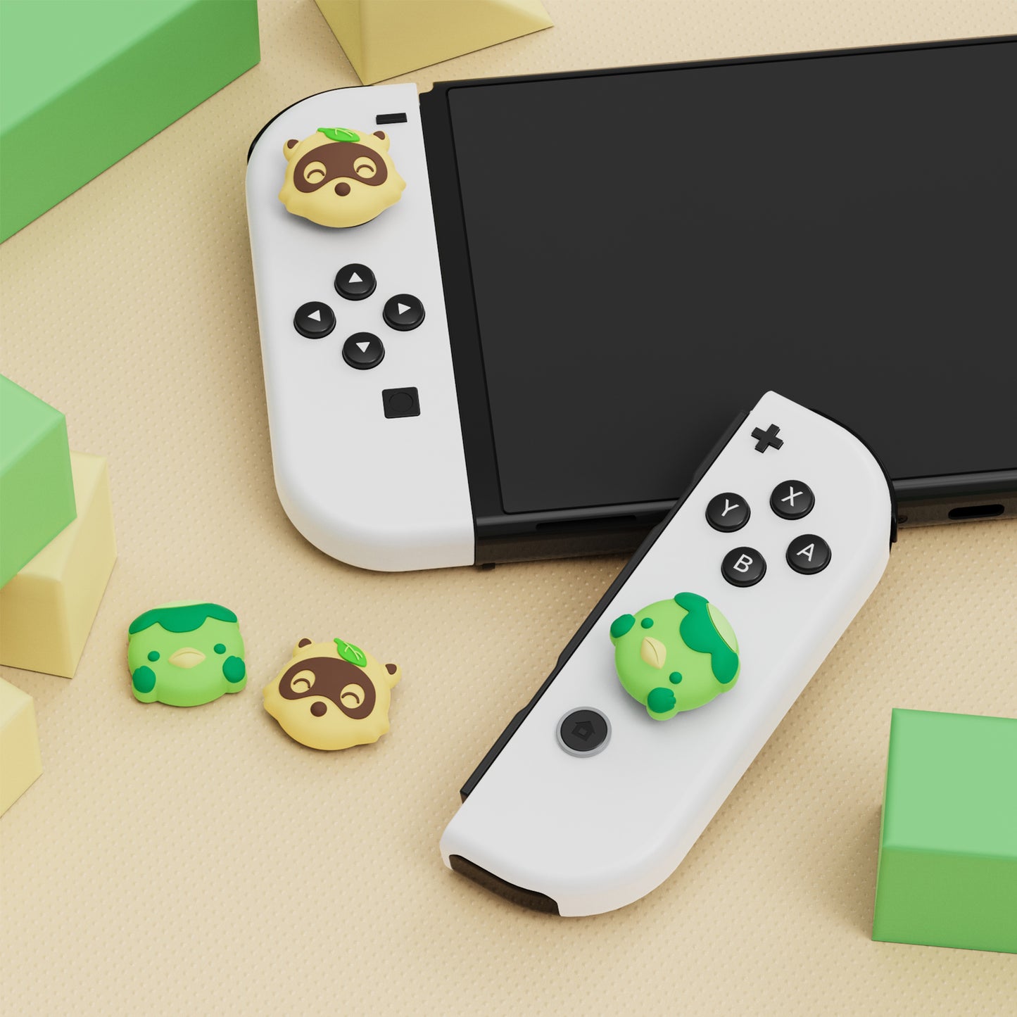 PlayVital かわいい親指グリップキャップ Nintendo Switch & 有機el & Switch Lite用【タヌキや河童】