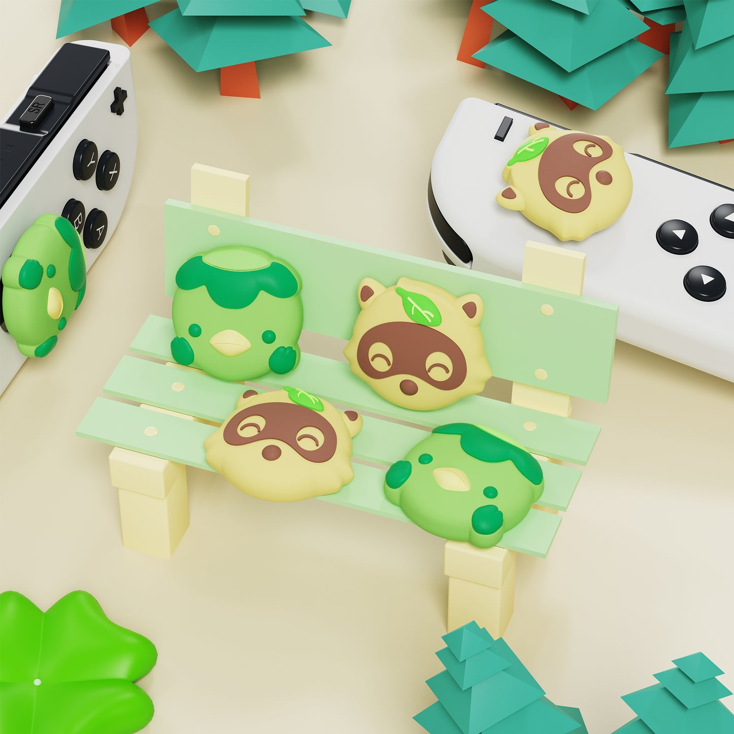 PlayVital かわいい親指グリップキャップ Nintendo Switch & 有機el & Switch Lite用【タヌキや河童】