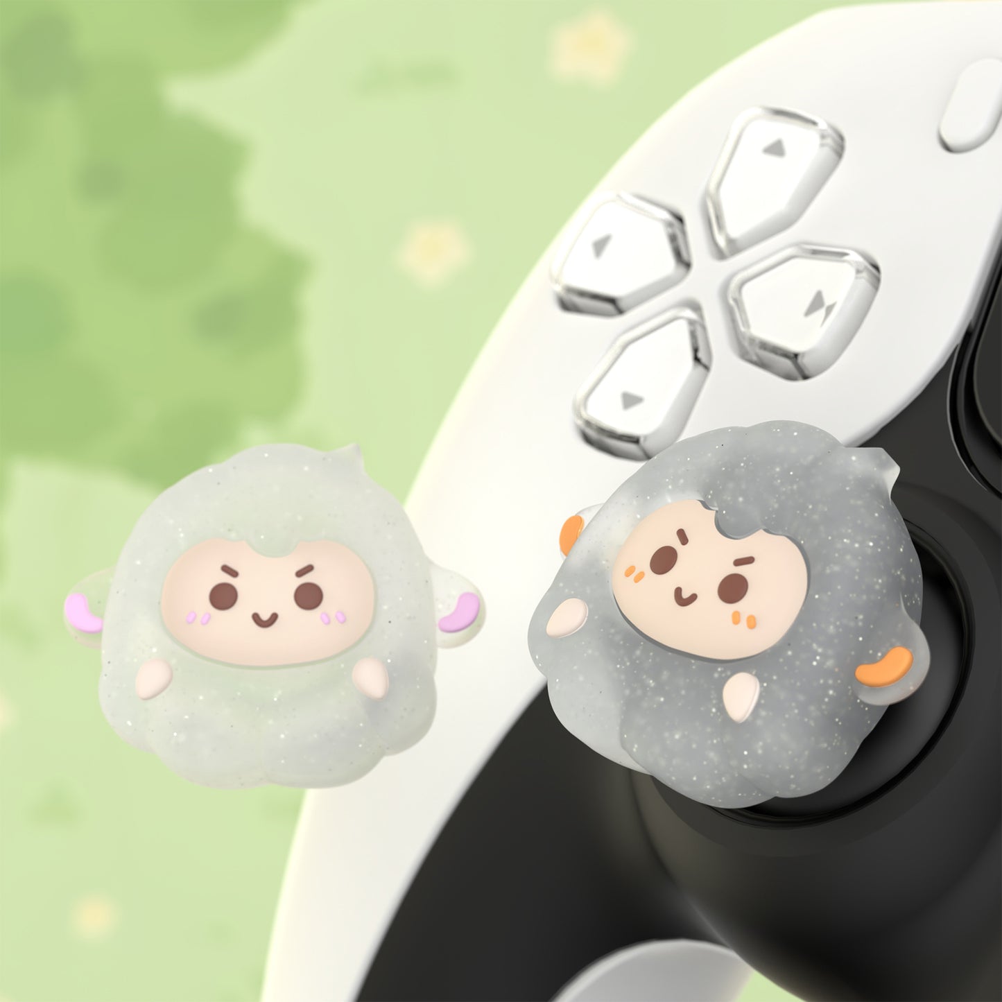 PlayVital キュートサムグリップキャップ PS5・PS4・Xbox Series X/S・Switch Proコントローラー用【ふわふわシープ】