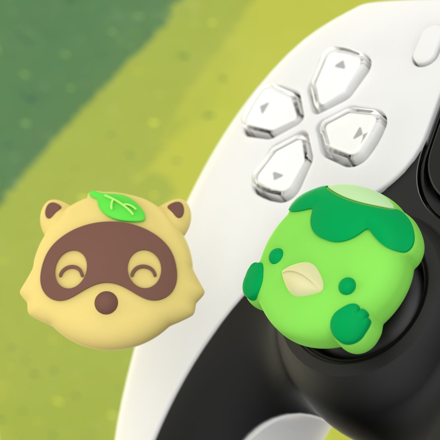 PlayVital キュートサムグリップキャップ PS5・PS4・Xbox Series X/S・Switch Proコントローラー用【タヌキ&カッパ】