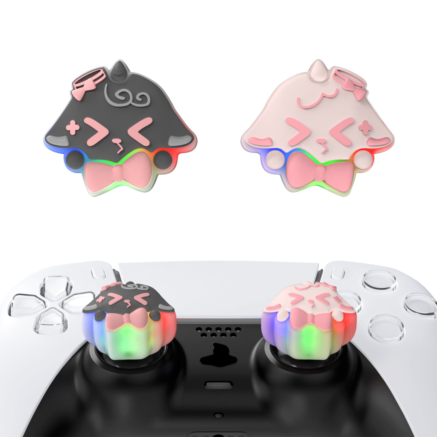 PlayVital キュートユニバーサルイルミネイテッドLEDサムスティックグリップ PS5&PS4&Xbox Series X/S&Xbox One&Switch Proコントローラー用【ニーディーシープ】
