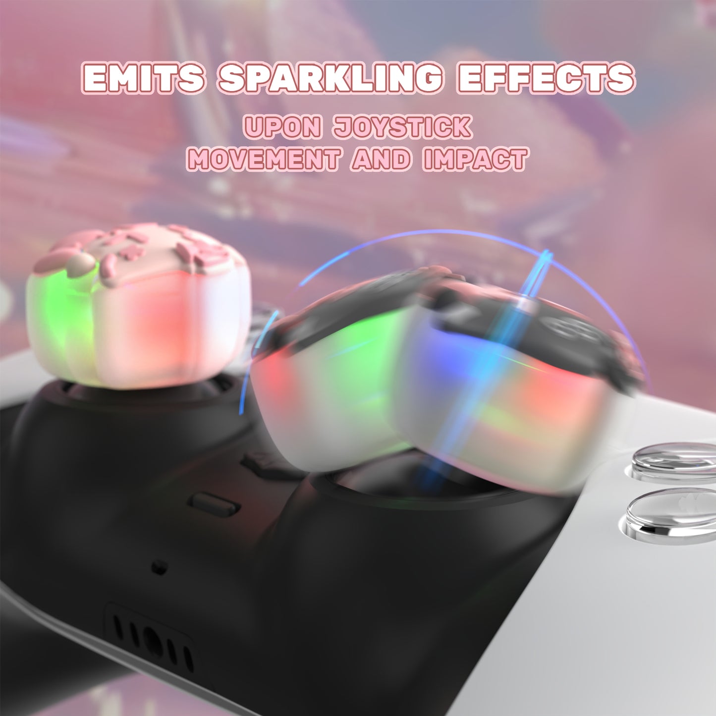 PlayVital キュートユニバーサルイルミネイテッドLEDサムスティックグリップ PS5&PS4&Xbox Series X/S&Xbox One&Switch Proコントローラー用【ニーディーシープ】