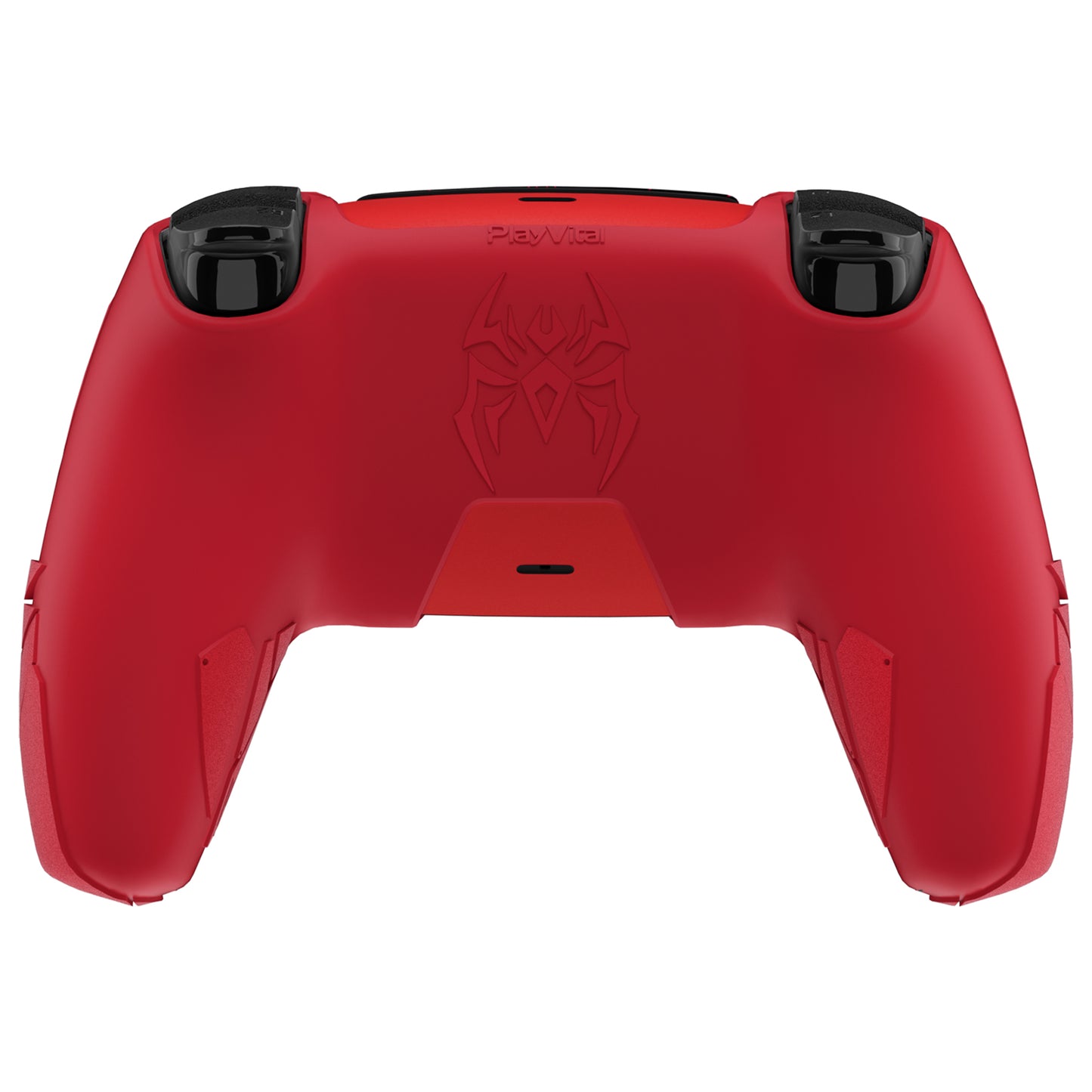 PlayVital ps5コントローラー対応用サイバースパイダーデザインシリコン保護カバー、サムグリップキャップ2個やステッカー6枚付属、充電ドック対応【レッド&ブラック】