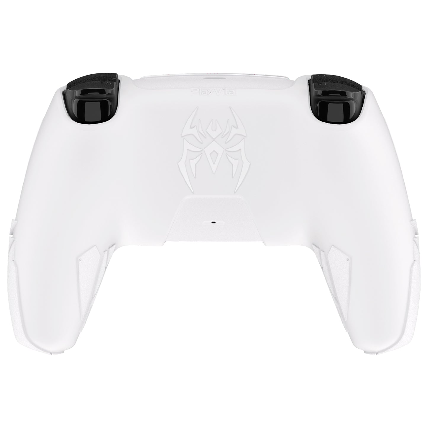 PlayVital ps5コントローラー対応用サイバースパイダーデザインシリコン保護カバー、サムグリップキャップ2個やステッカー6枚付属、充電ドック対応【ホワイト&ピンク】